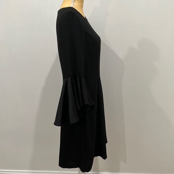 Adrianna Papell Crepe-Back Satin with Ruffle Sleeve Dress Size 8 - Picture 5 of 16